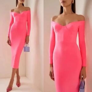 Alex Perry Deryn Off The Shoulder Midi Dress AU8/US4